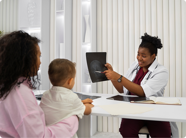 Doctor showing patient an x-ray