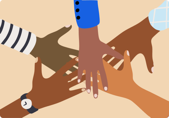 Illustration of diverse hands joined together